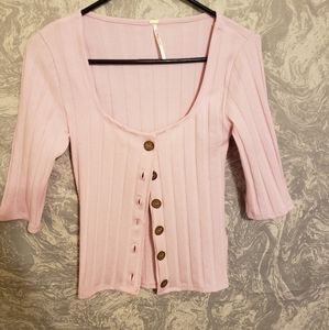 Free People Baby Pink Cardigan
